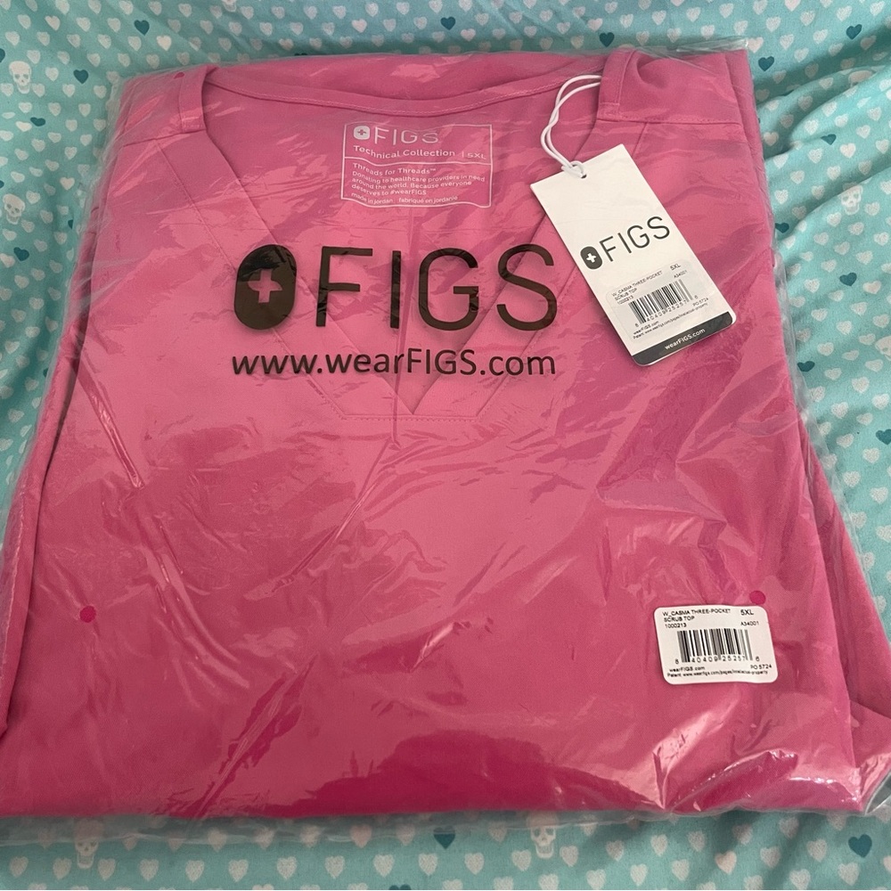 Women’s FIGS Casma Three-Pocket Scrub Top F*ing Pink 5724 Size 5XL